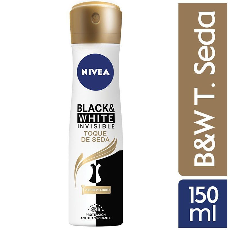 NIVEA - Desodorante Nivea Spray Invisible B&W Seda Envase 150 mL