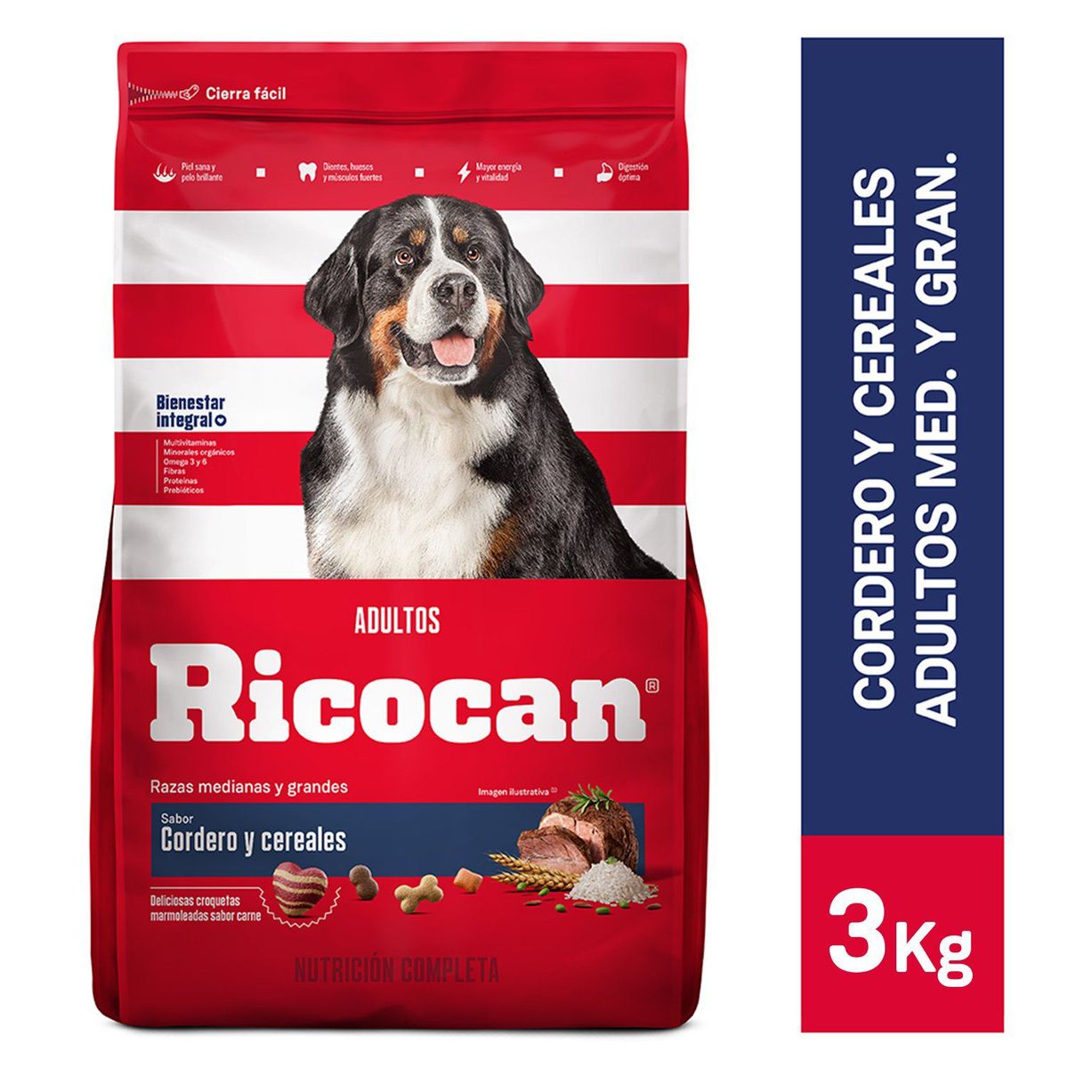 RICOCAN - Alimento Seco Perros Adultos Medianos Ricocan Cordero Bolsa 3 Kg