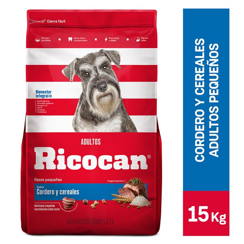 RICOCAN - Comida para Perros Ricocan Adultos Pequeñas Sabor Cordero y Cereales 15 kg