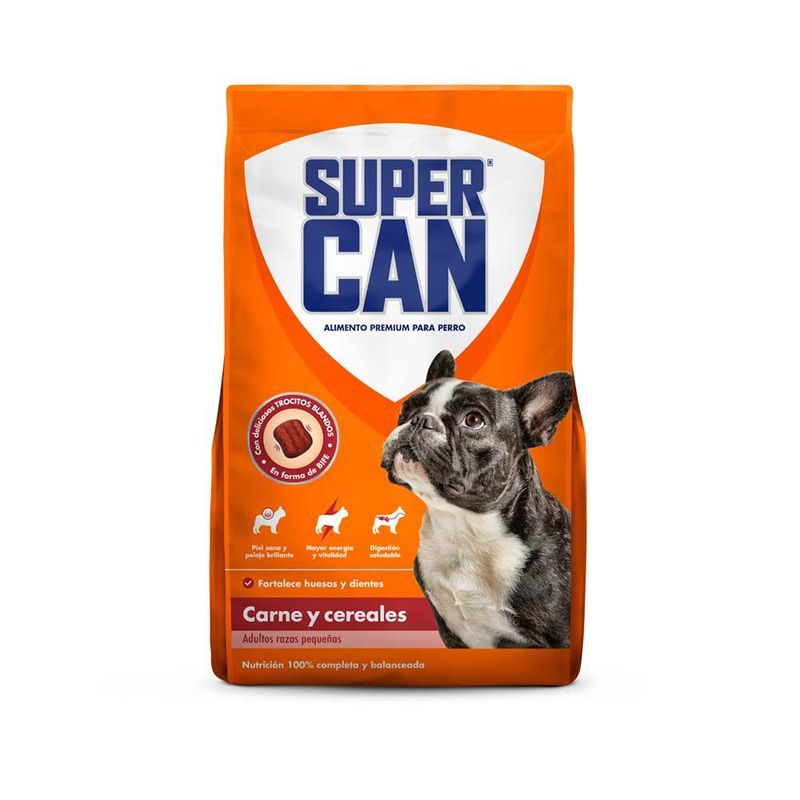  - Comida para Perros Supercan Adultos Pequeñas Sabor Carne y Cereales 3 kg