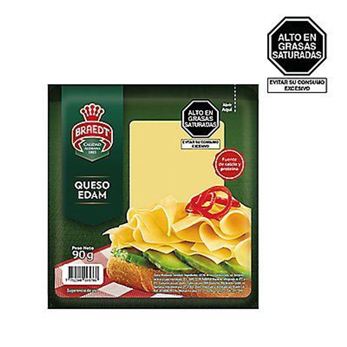 BRAEDT - Queso Edam en Láminas Braedt Empaque 90 g