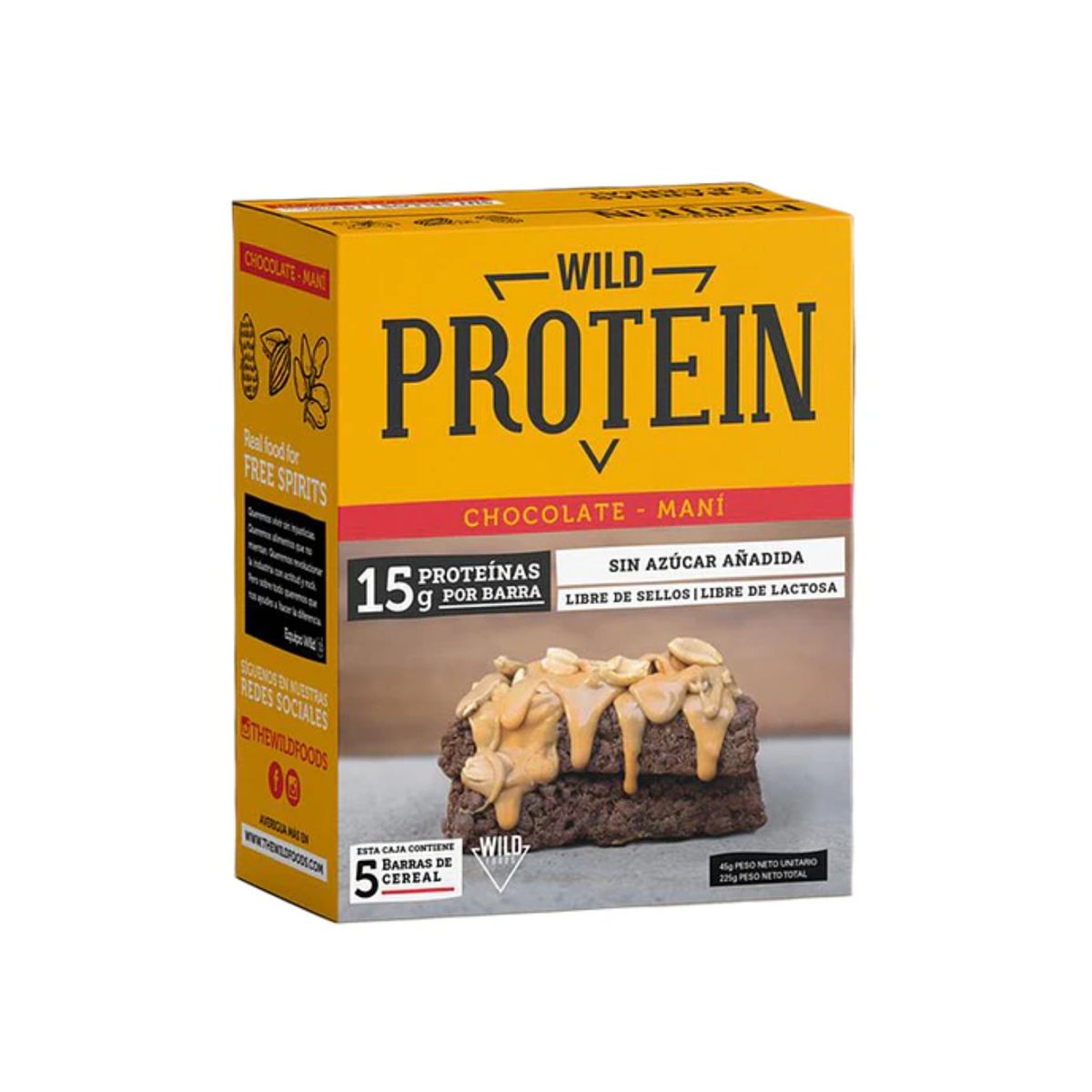 WILD FOOD - Barra de Proteína Wild Food Maní Chocolate Caja 5 Und