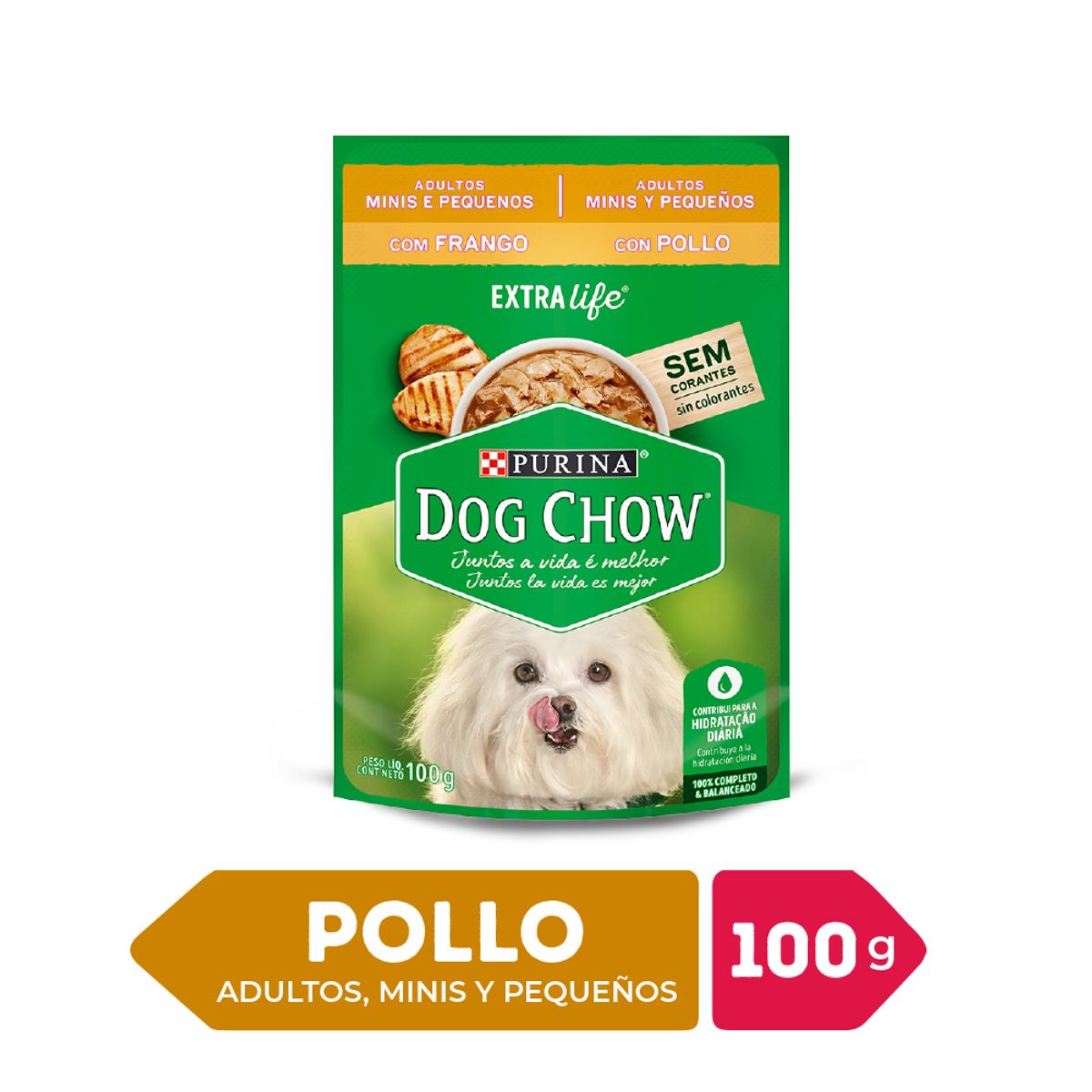 DOG CHOW - Alimento Húmedo Perros Adultos Pequeños Dog Chow Pollo Doypack 100 g