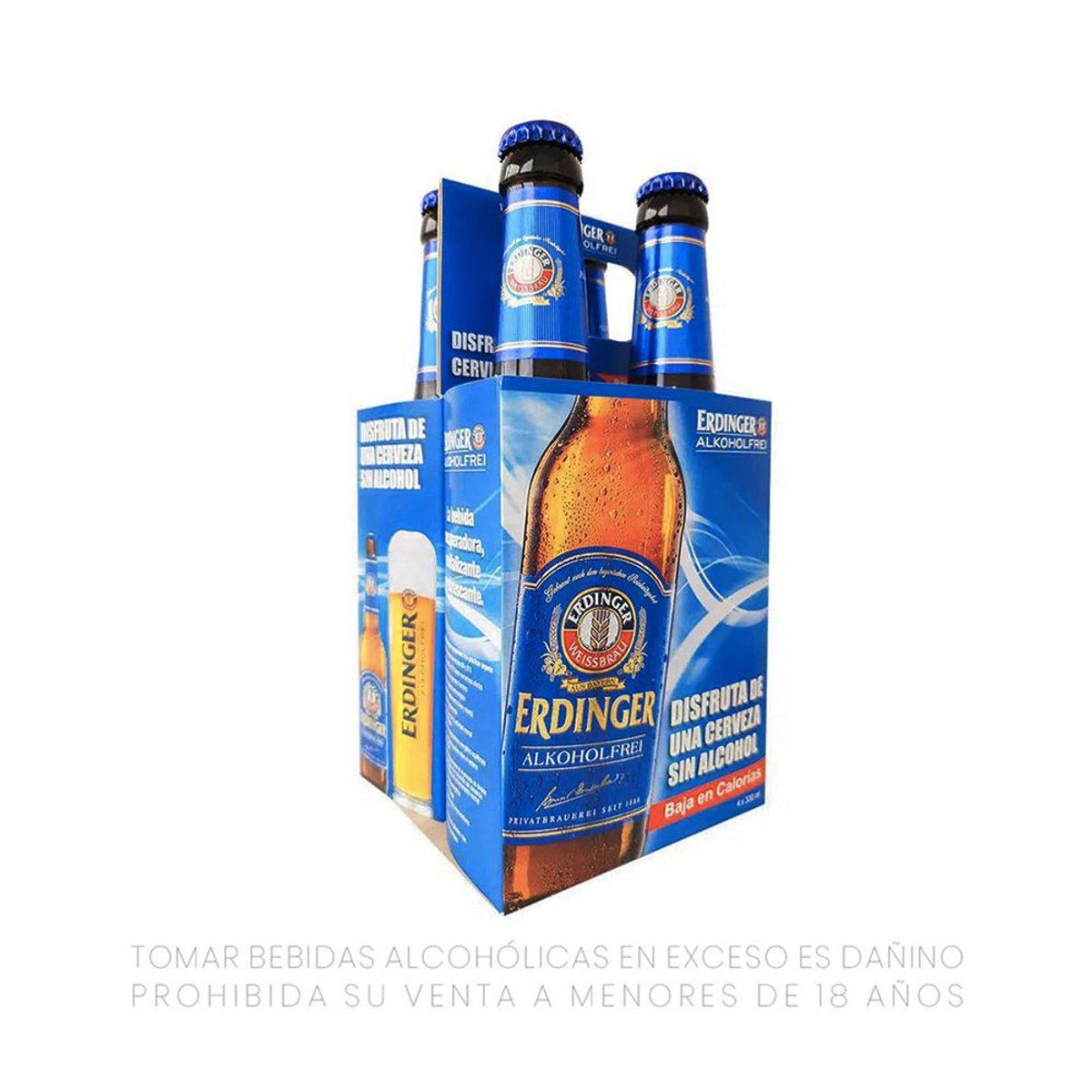 ERDINGER - Cerveza de Trigo Erdinger Sin Alcohol Pack 4 Botellas 330 mL