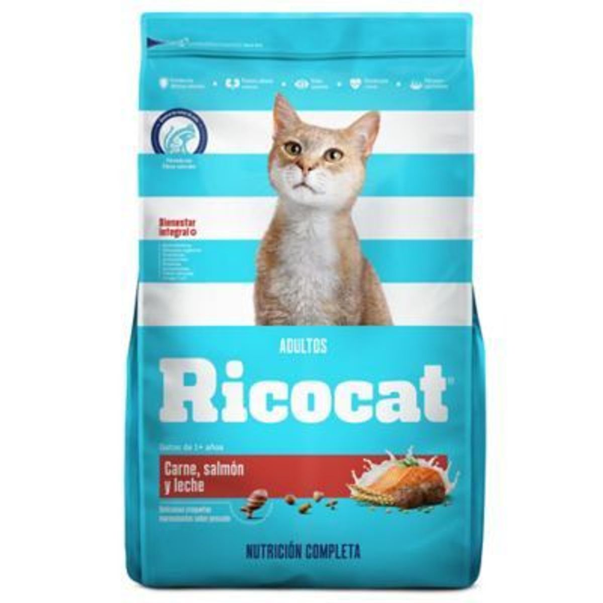 RICOCAT - Alimento Seco Gatos Adultos Ricocat Salmón y Leche Bolsa 1 Kg