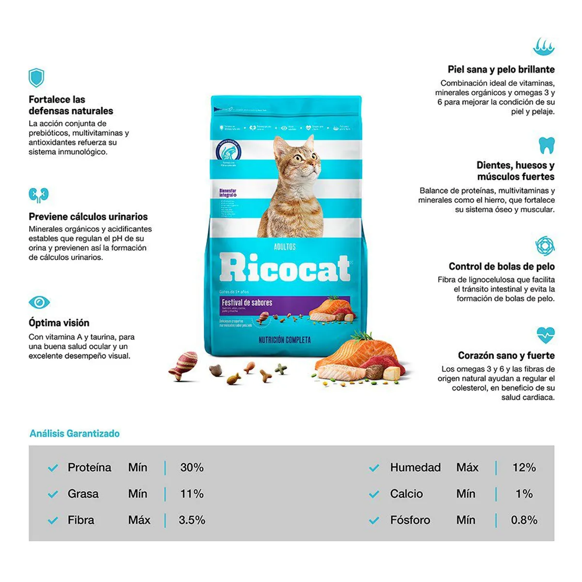RICOCAT - Alimento Seco Gatos Adultos Ricocat Festival de Sabores Bolsa 9 Kg