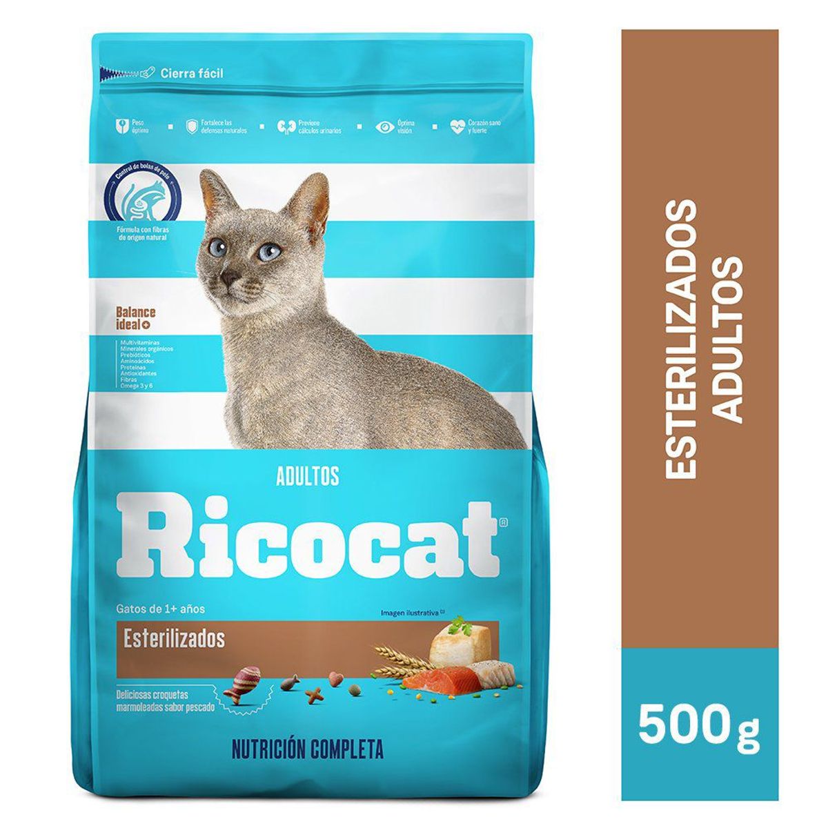 RICOCAT - Alimento Seco Gatos Esterilizados Ricocat Pescado Bolsa 500 g