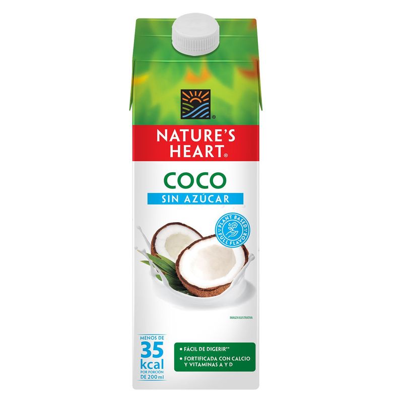 NATURES HEART - Bebida de Coco Sin Azúcar Terrafertil 946 mL