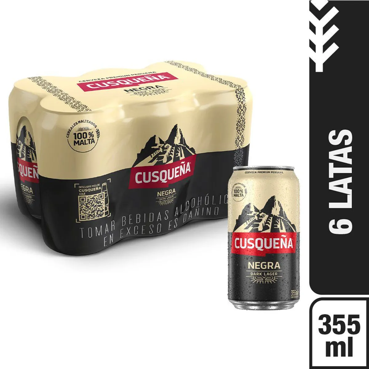 CUSQUEÑA - Cerveza Cusqueña Negra Sixpack Lata 355 mL