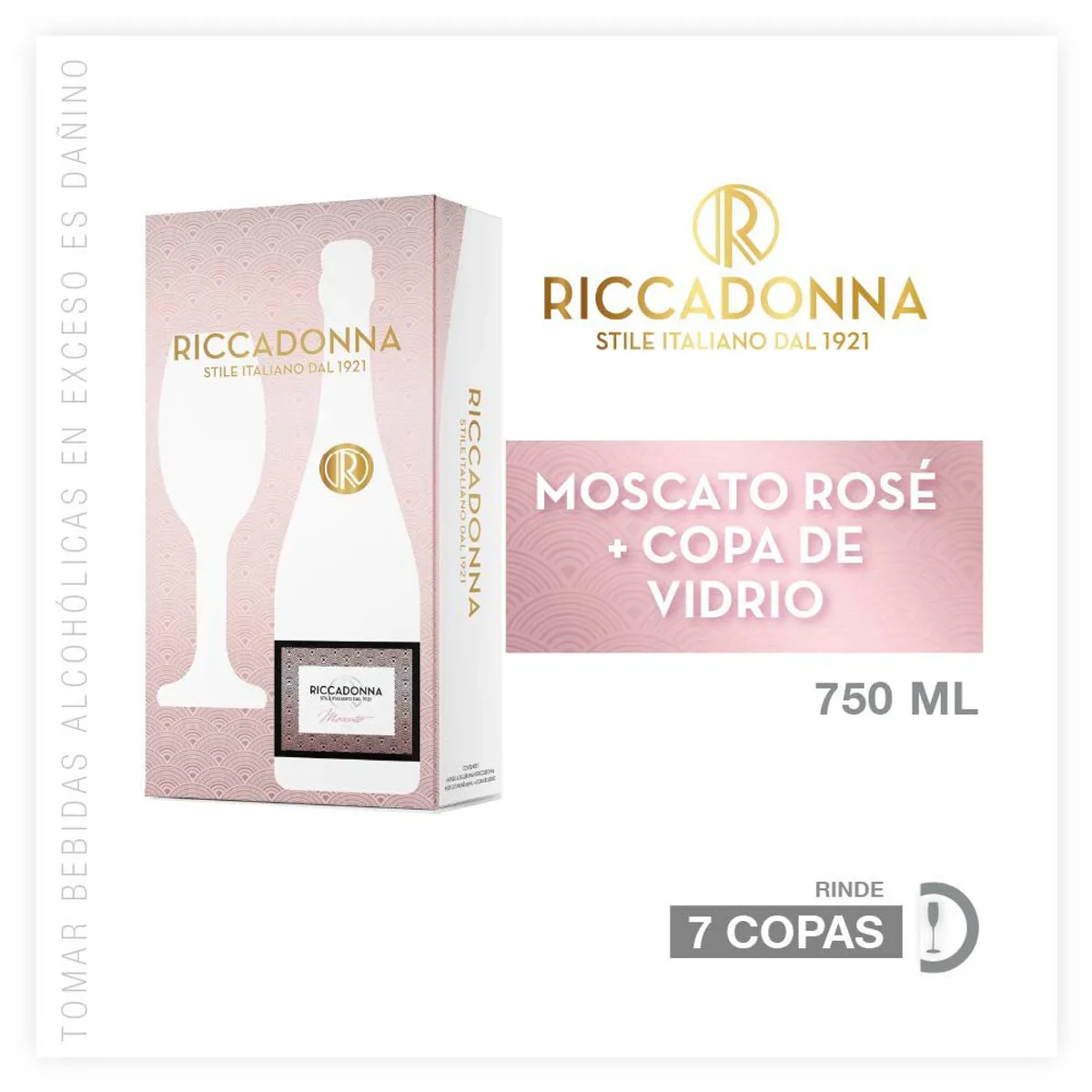 RICCADONNA - Espumante Riccadona Moscato Rosé 750 mL + Copa