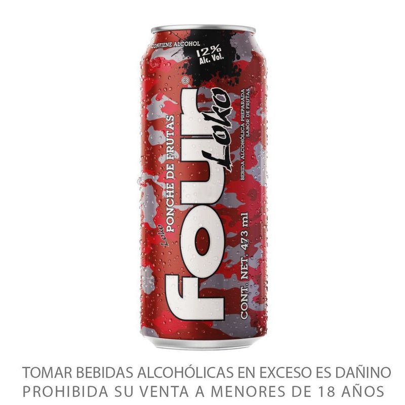FOUR LOKO - Bebida Con Alcohol Ponche De Frutas Four Loko 473 mL