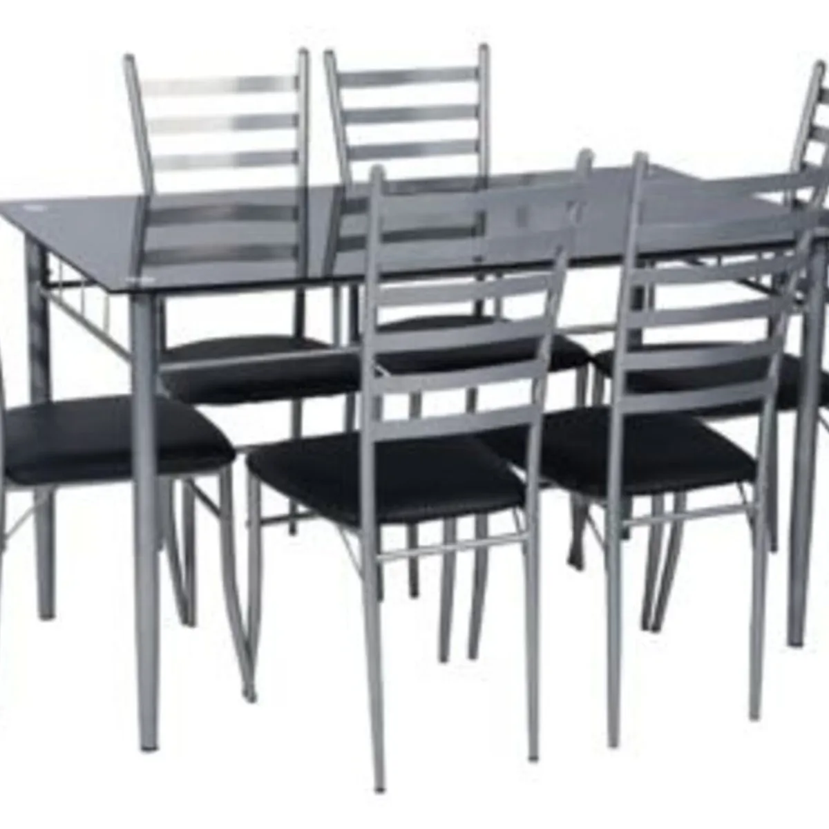 CASA JOVEN - Juego de Comedor 6 Sillas Negro + Mesa de Vidrio