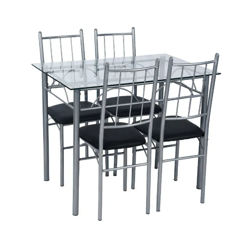 CASA JOVEN - Juego de Comedor Vidrio 4P Negro 110x70x75Cm