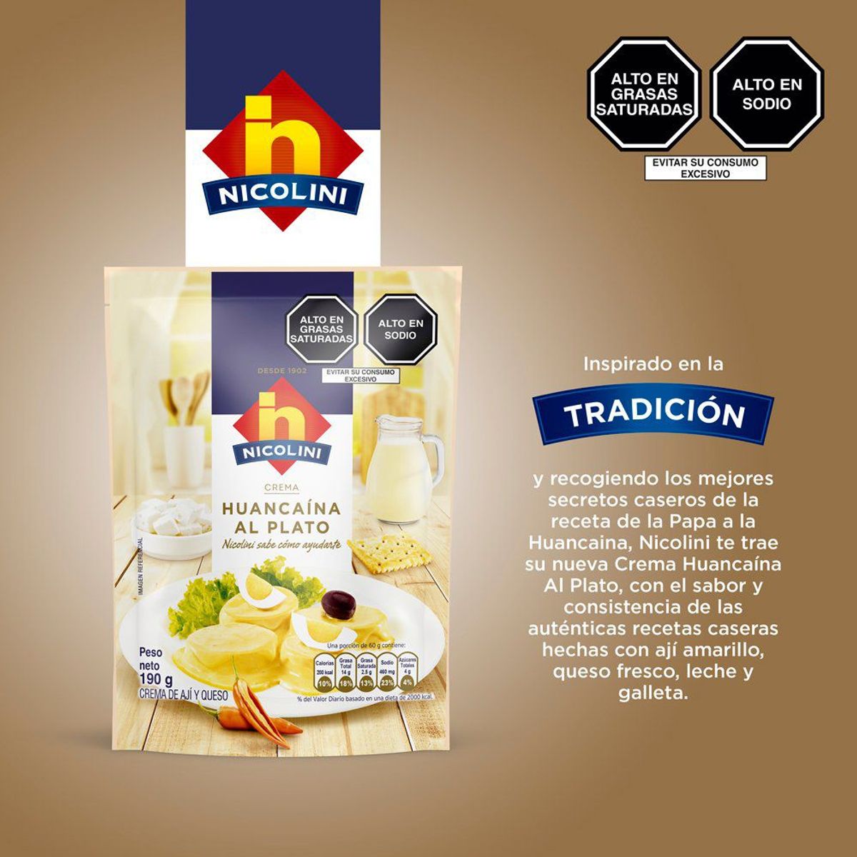 NICOLINI - Crema Huancaína Nicolini Doypack 190 g