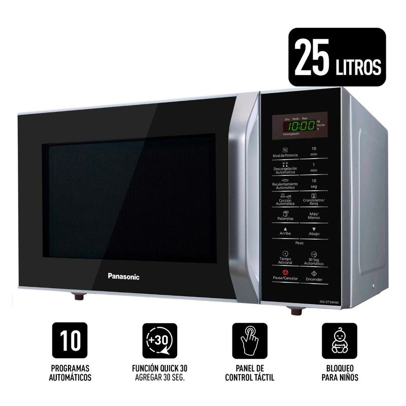 PANASONIC - Horno Microondas Panasonic 25 Lt 800W Nn-Sb34Hmrpk Plateado
