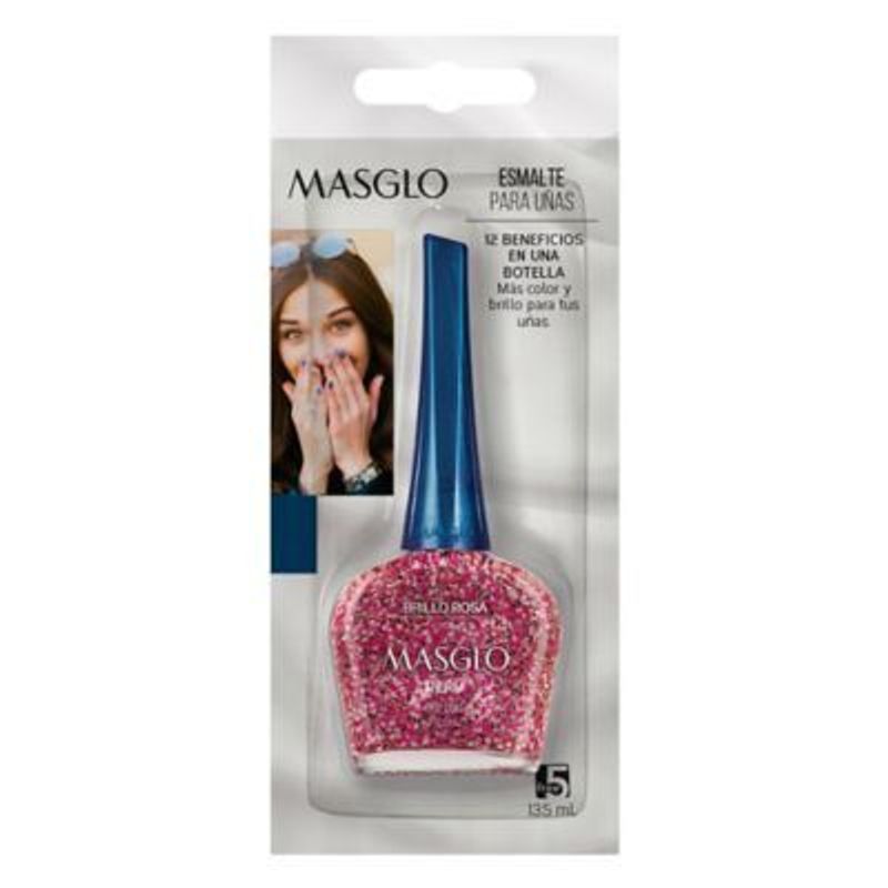 MASGLO - Esmalte Masglo Brillo Partículas Rosa Envase 13.5 mL