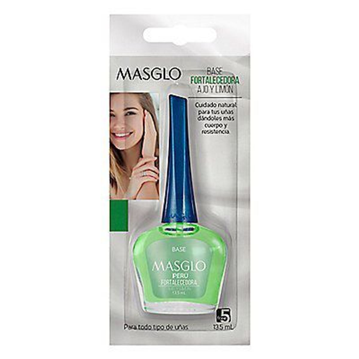 MASGLO - Base Fortalecedora para Uñas Masglo Ajo y Limón Envase 13.5 mL