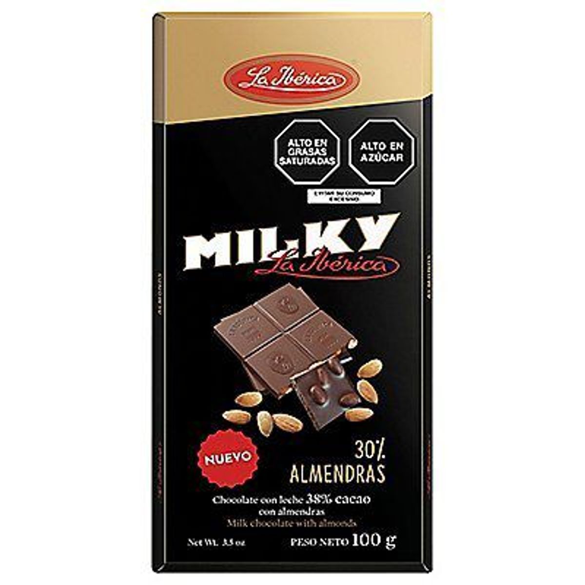 LA IBERICA - Chocolate en Barra La Iberica Milky con Almendras Empaque 100 g