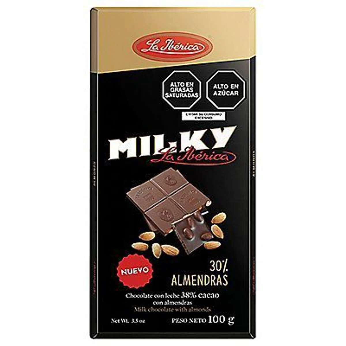 LA IBERICA - Chocolate en Barra La Iberica Milky con Almendras Empaque 100 g