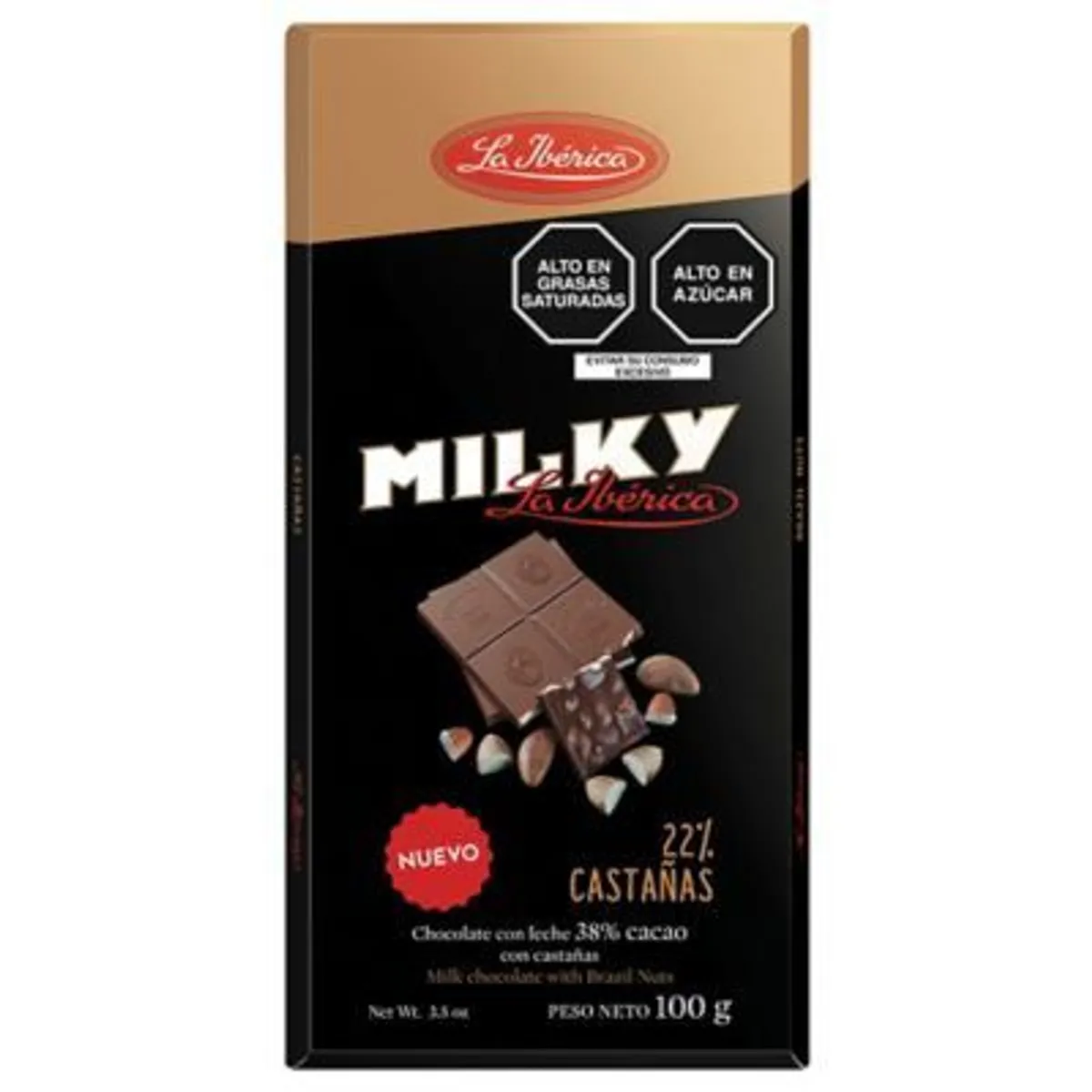 LA IBERICA - Chocolate en Barra La Iberica Milky con Castaña Empaque 100 g