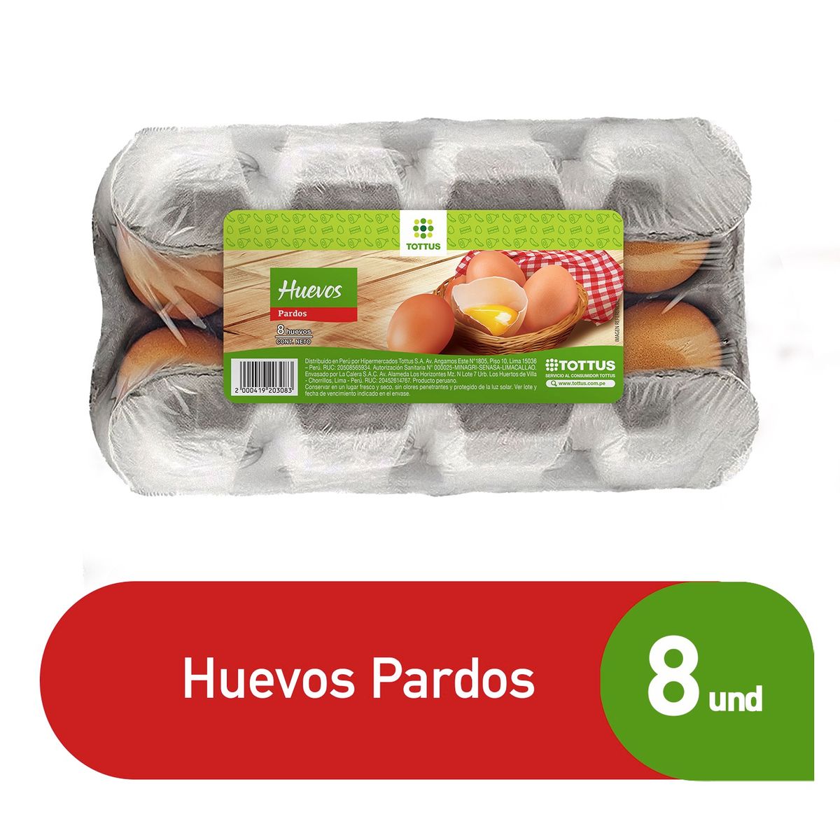 TOTTUS - Huevos Pardos Tottus Bandeja 8 Und