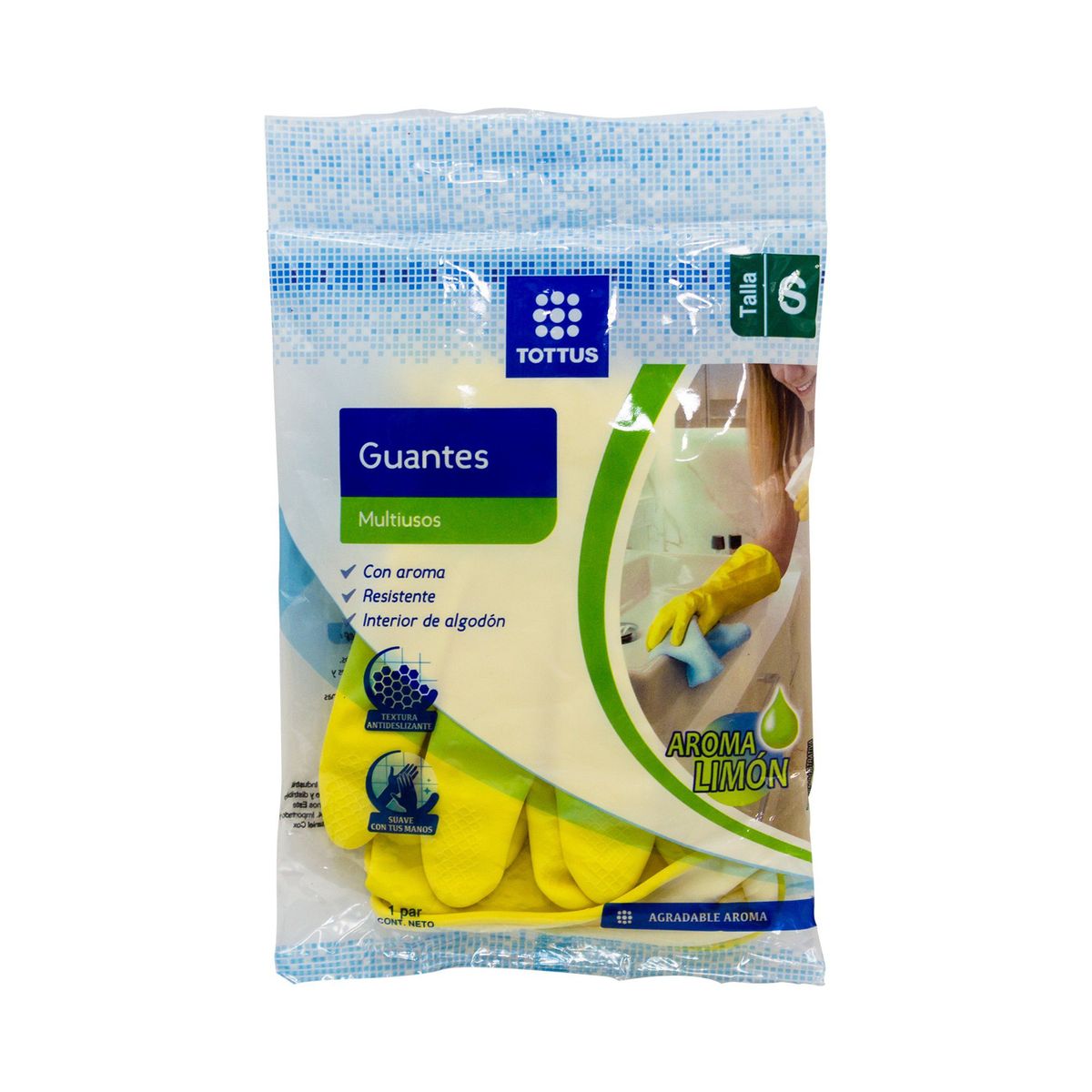 TOTTUS - Guantes Multiusos Tottus Aroma Limón Talla S