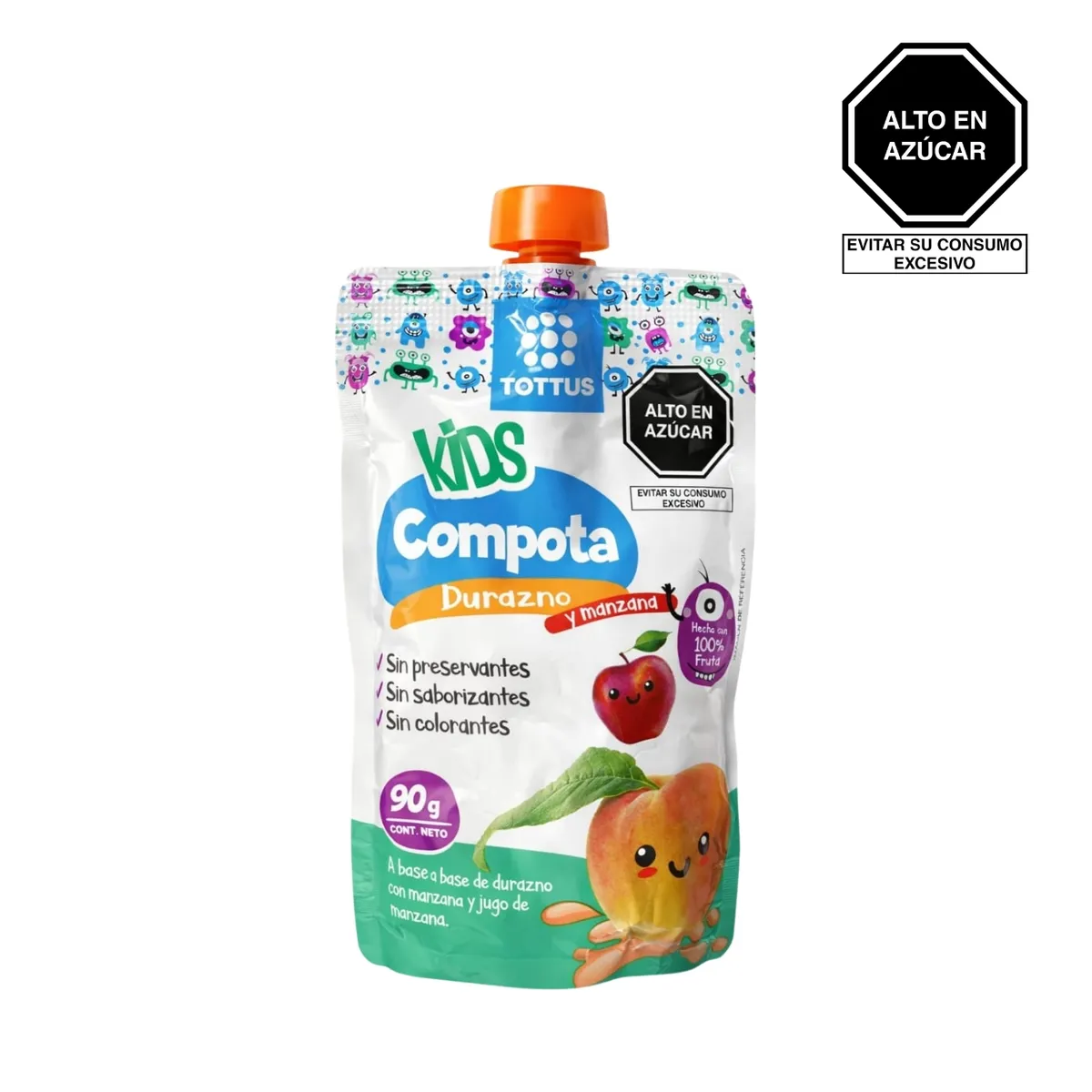 TOTTUS BEBE - Compota de Durazno y Manzana Tottus Bebé Doypack 90 g
