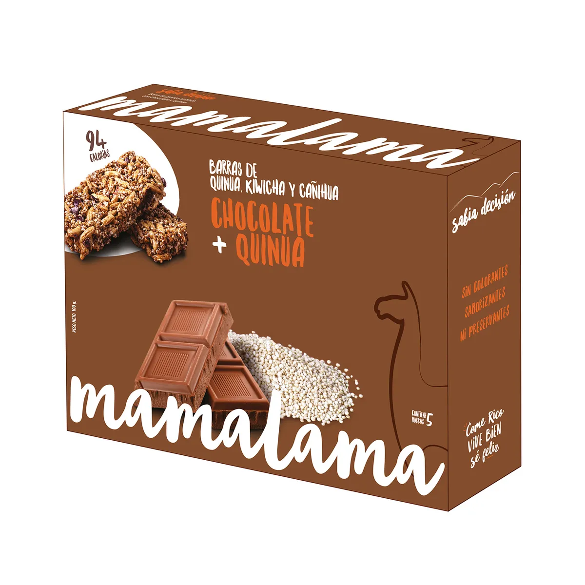 MAMALAMA - Barra Energética Mamalama Chocolate y Quinua Caja 5 Und