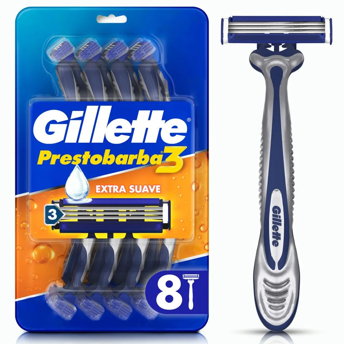 GILLETTE - Máquina de Afeitar Gillette Prestobarba3 Confort Gel Empaque 8 Und