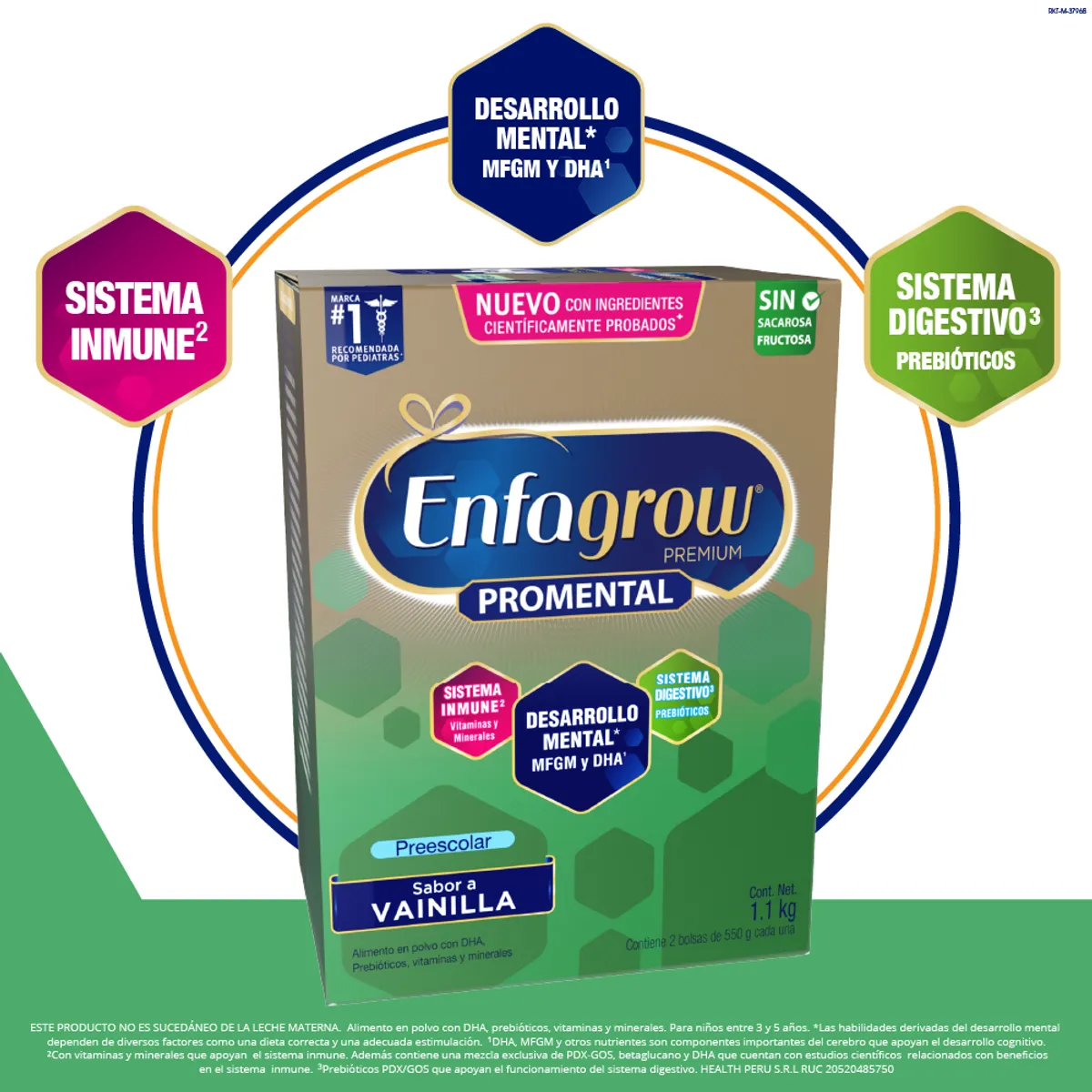 ENFAGROW - Fórmula Infantil Enfagrow Promental Preescolar Vainilla Lata 1.1 Kg