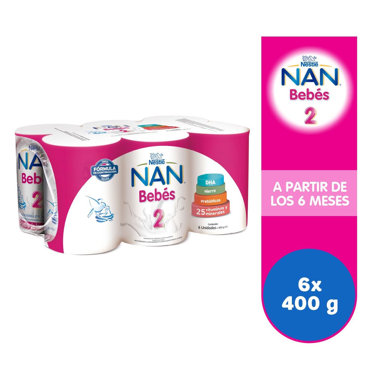NAN - Sixpack Fórmula Láctea Líquida Nan 400 g