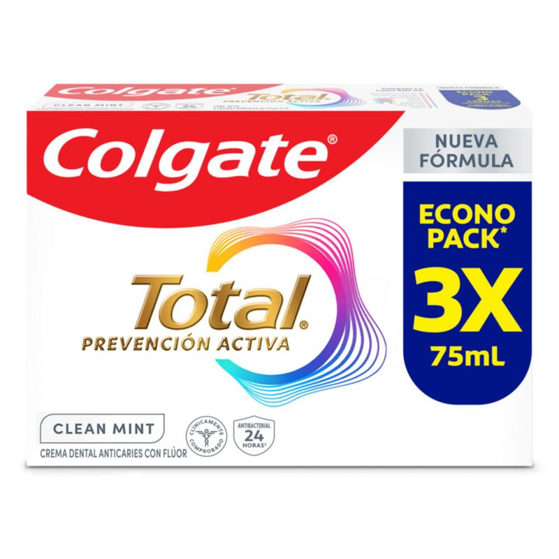 COLGATE - Pasta Dental Colgate Total Clean Mint Prevención Activa Pack 3 Und