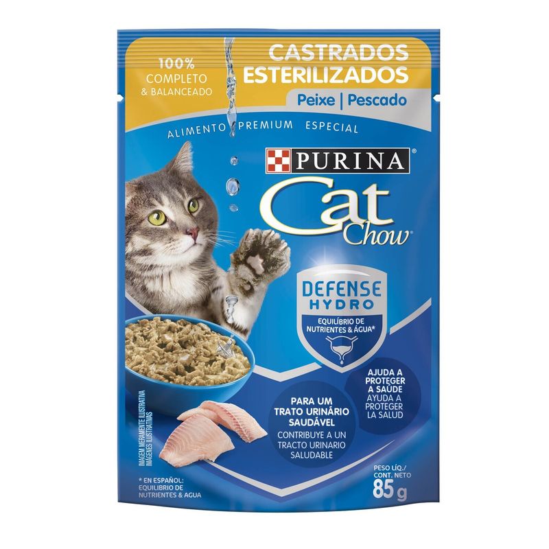 CAT CHOW - Alimento Húmedo Cat Chow Para Gatos Esterilizados Sabor Pescado Empaque 85 g