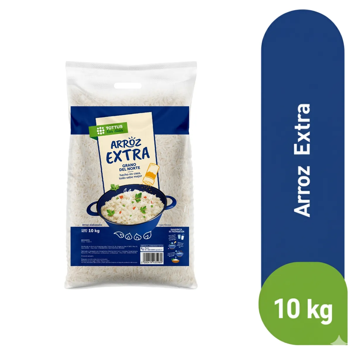TOTTUS - Arroz Extra Tottus Bolsa 10 Kg