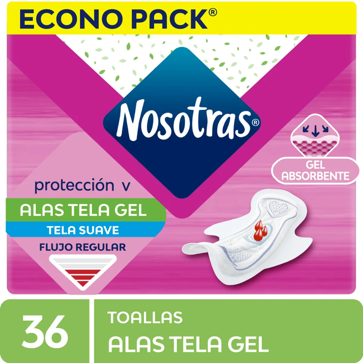 NOSOTRAS - Toallas Higiénicas Nosotras con Alas y Gel Empaque 36 Und