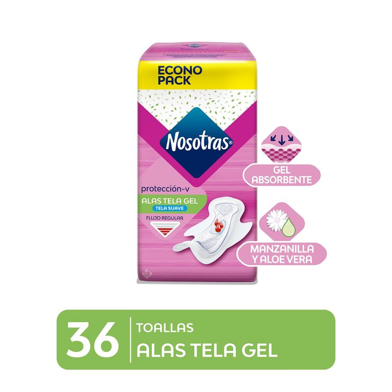 NOSOTRAS - Toallas Higiénicas Nosotras Con Alas De Tela Y Gel Empaque 36 Und
