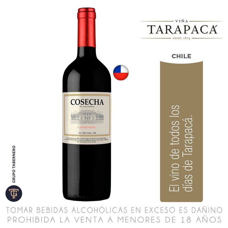 TARAPACA - Vino Tinto Tarapacá Carmenere Botella 750 mL