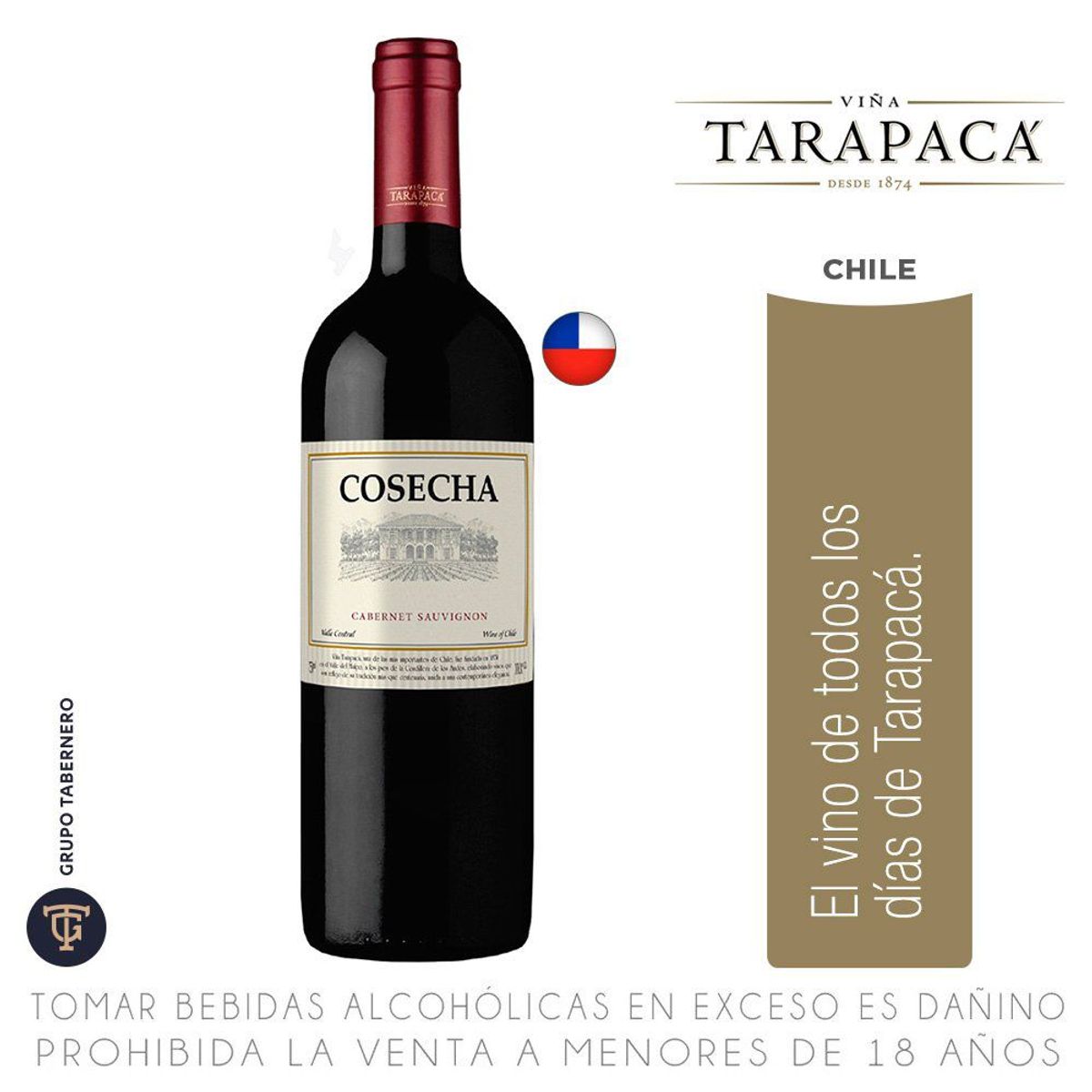TARAPACA - Vino Tinto Tarapacá Cabernet Sauvignon Botella 750 mL