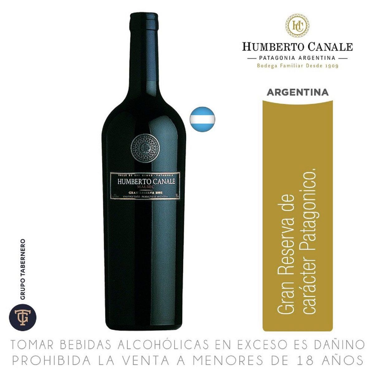 HUMBERTO CANALE - Vino Humberto Canale Gran Reserva Malbec Botella 750 mL
