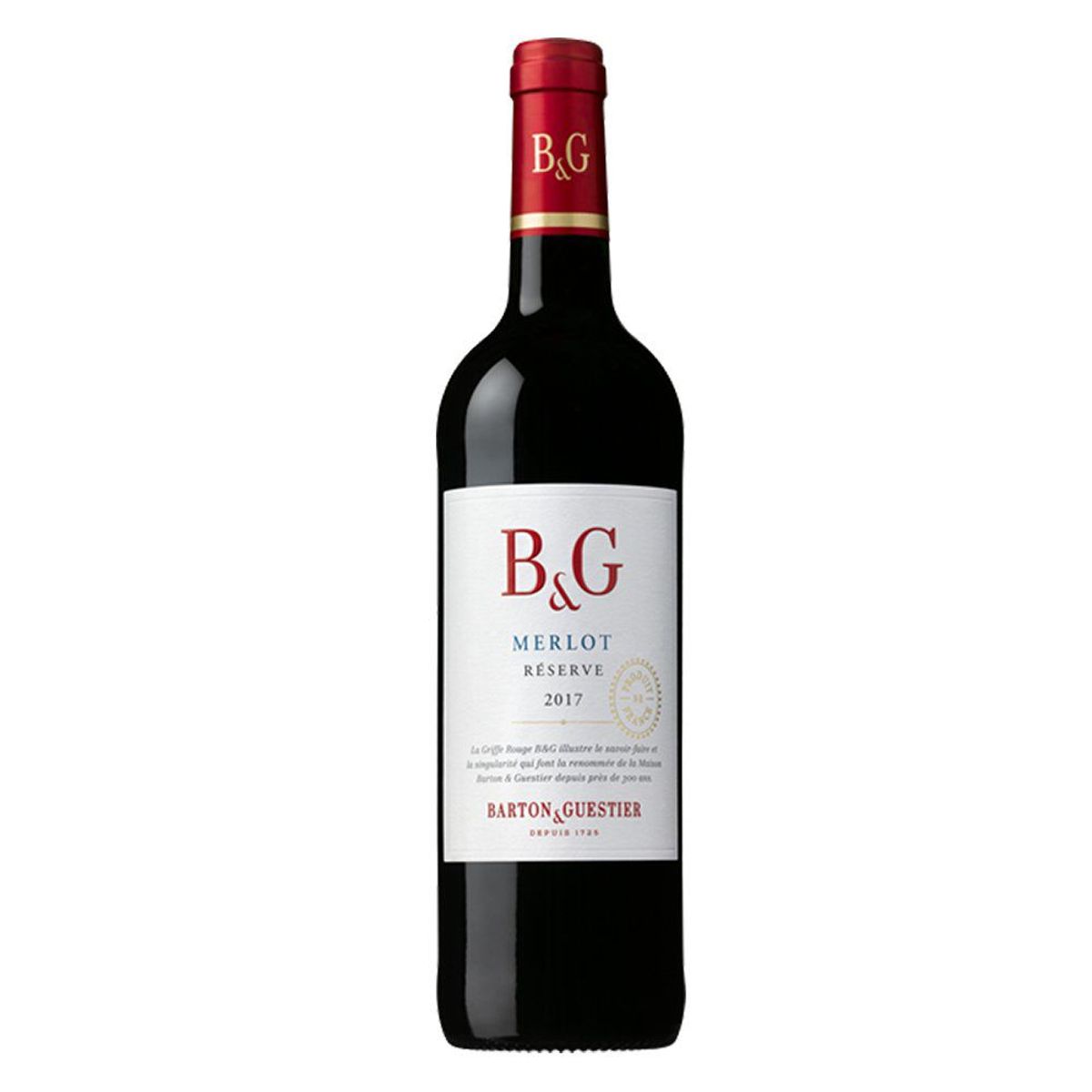 BARTON & GUESTIER - Vino Tinto Barton & Guestier Merlot Reserva Botella 750 mL