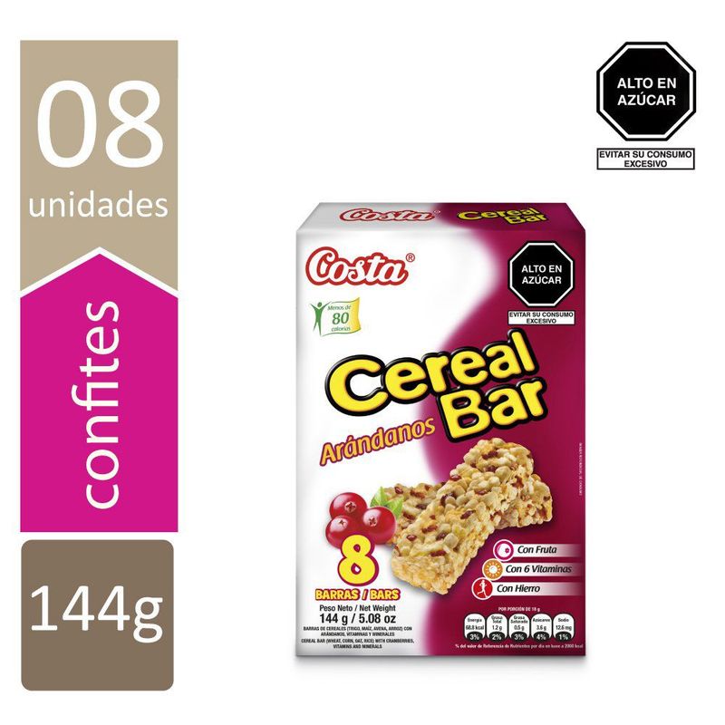 COSTA - Cereal Bar de Arándanos Costa 8 Unidades