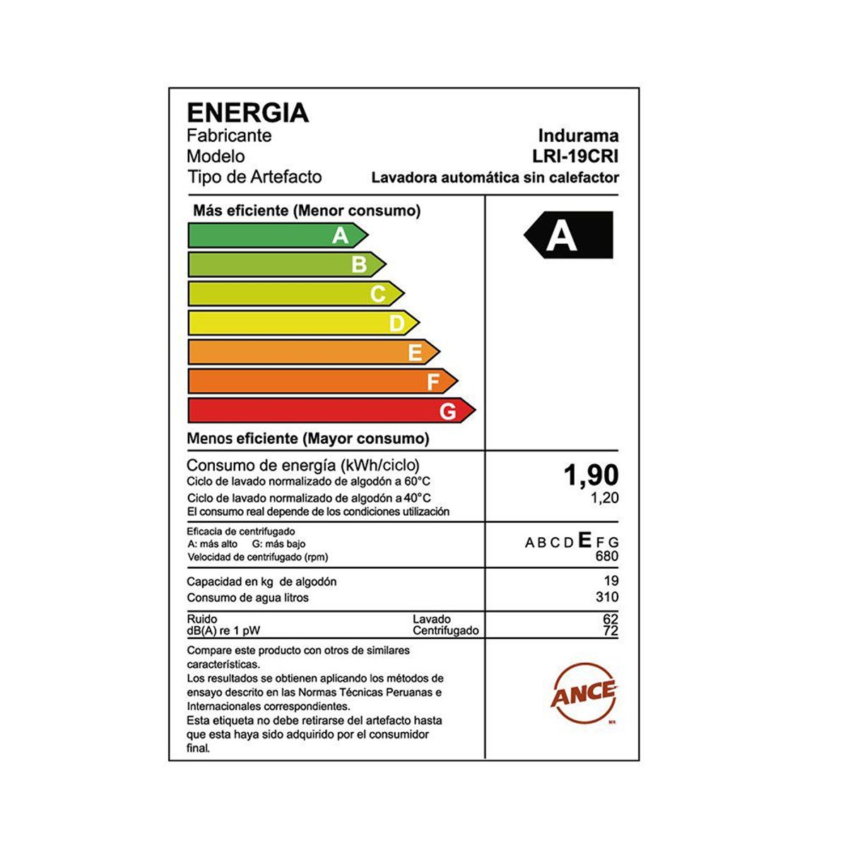 INDURAMA - Lavadora 19 Kg Carga Superior Motor Inverter LRI-19CRI Gris Oscuro