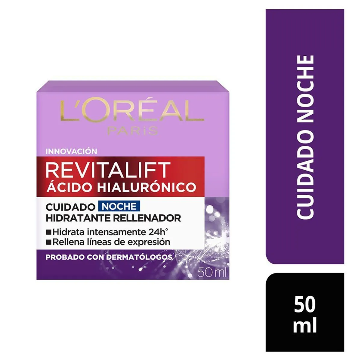 LOREAL PARIS - Crema Facial Nocturna L’Oréal Revitalift Ácido Hialurónico Antiarrugas Caja 50 mL