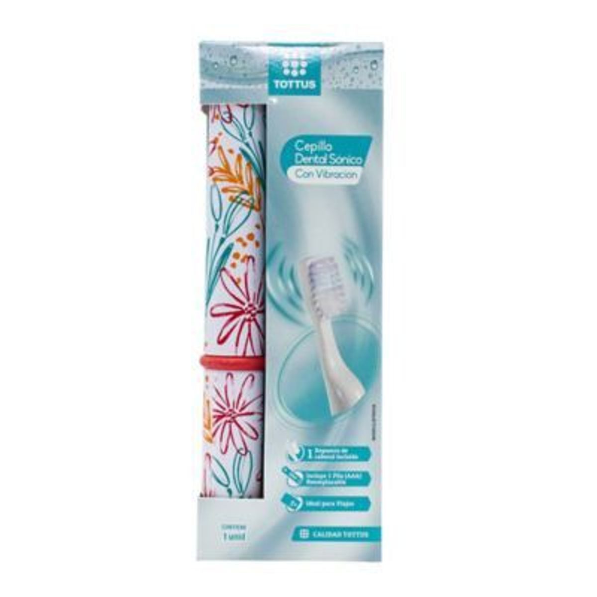 TOTTUS - Cepillo Dental Sónico Portátil Tottus Diseño Flores