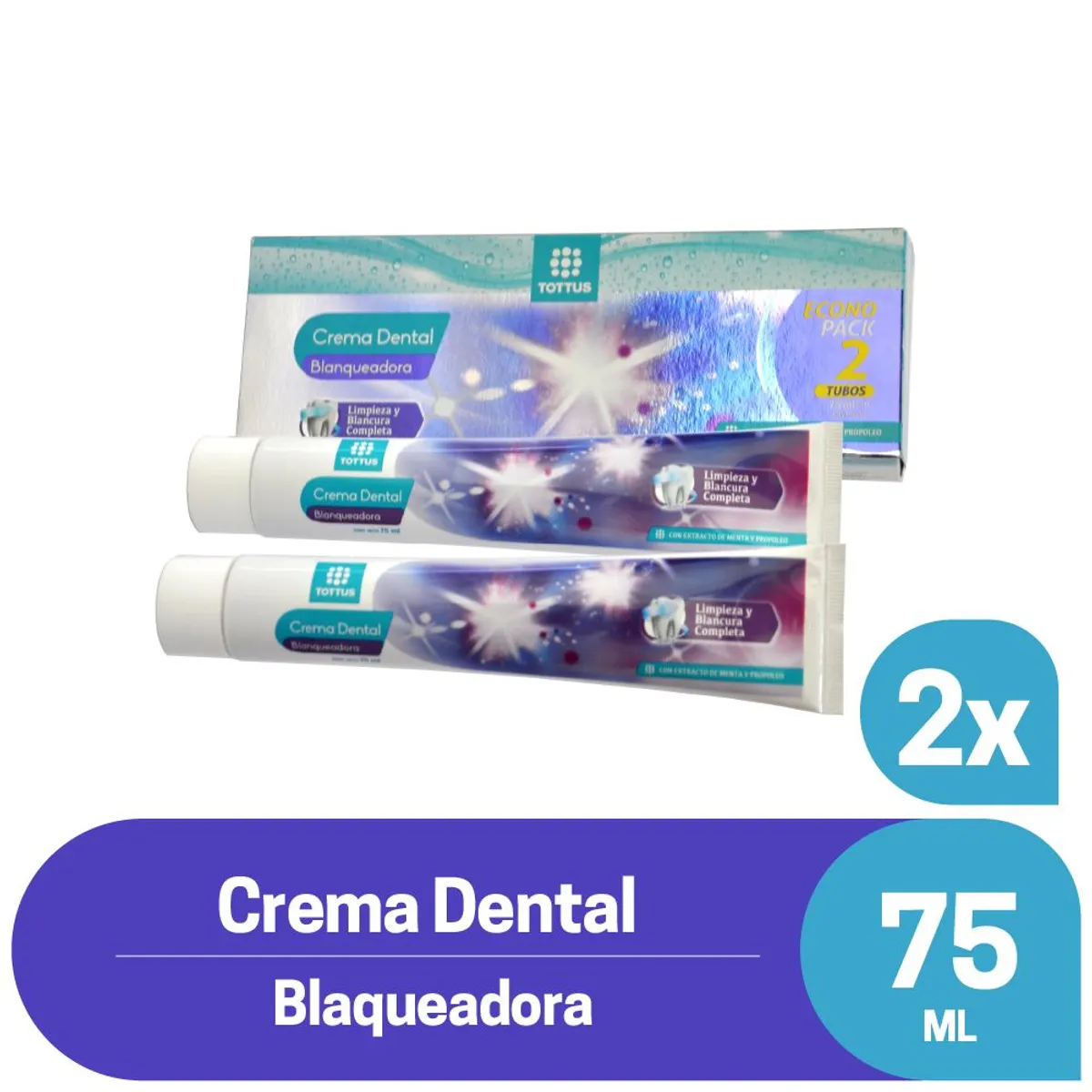TOTTUS - Crema Dental Tottus Blanqueadora Empaque 2 Und