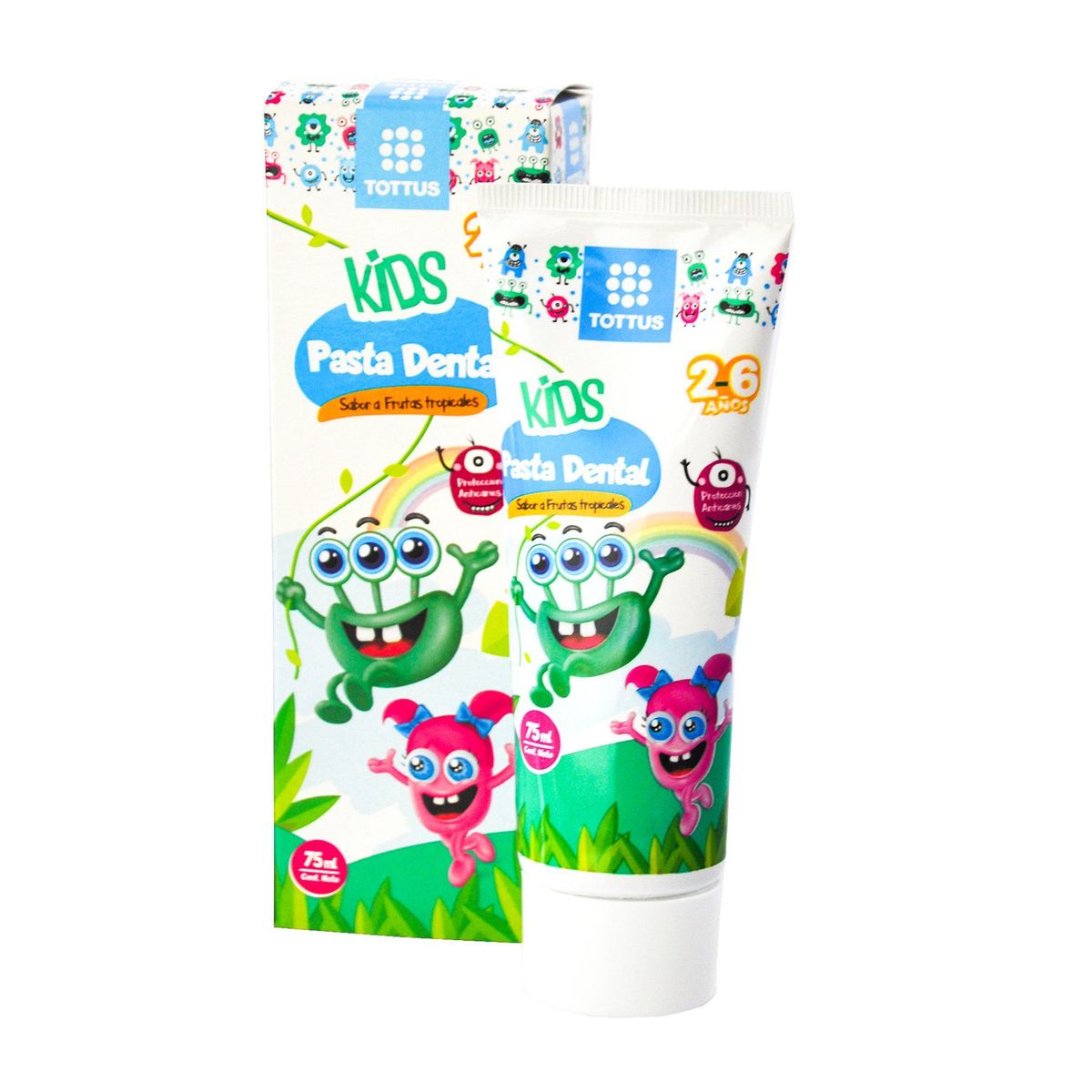 TOTTUS - Crema Dental Tottus Kids 2 a 6 Años Envase 75 mL