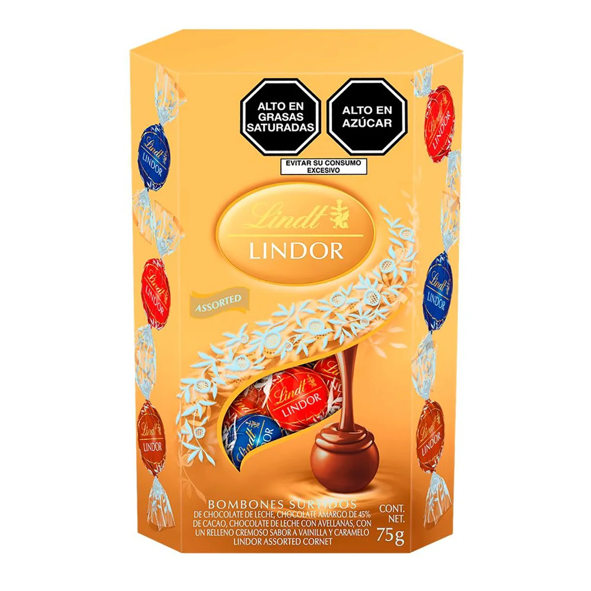 LINDT - Bombones de Chocolate Lindt Lindor Mini Cornet Caja 75 g