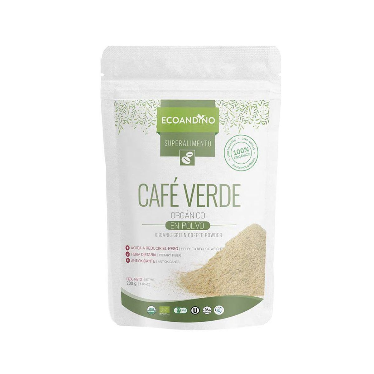 ECOANDINO - Café Verde Orgánico Ecoandino en Polvo Doypack 200 g