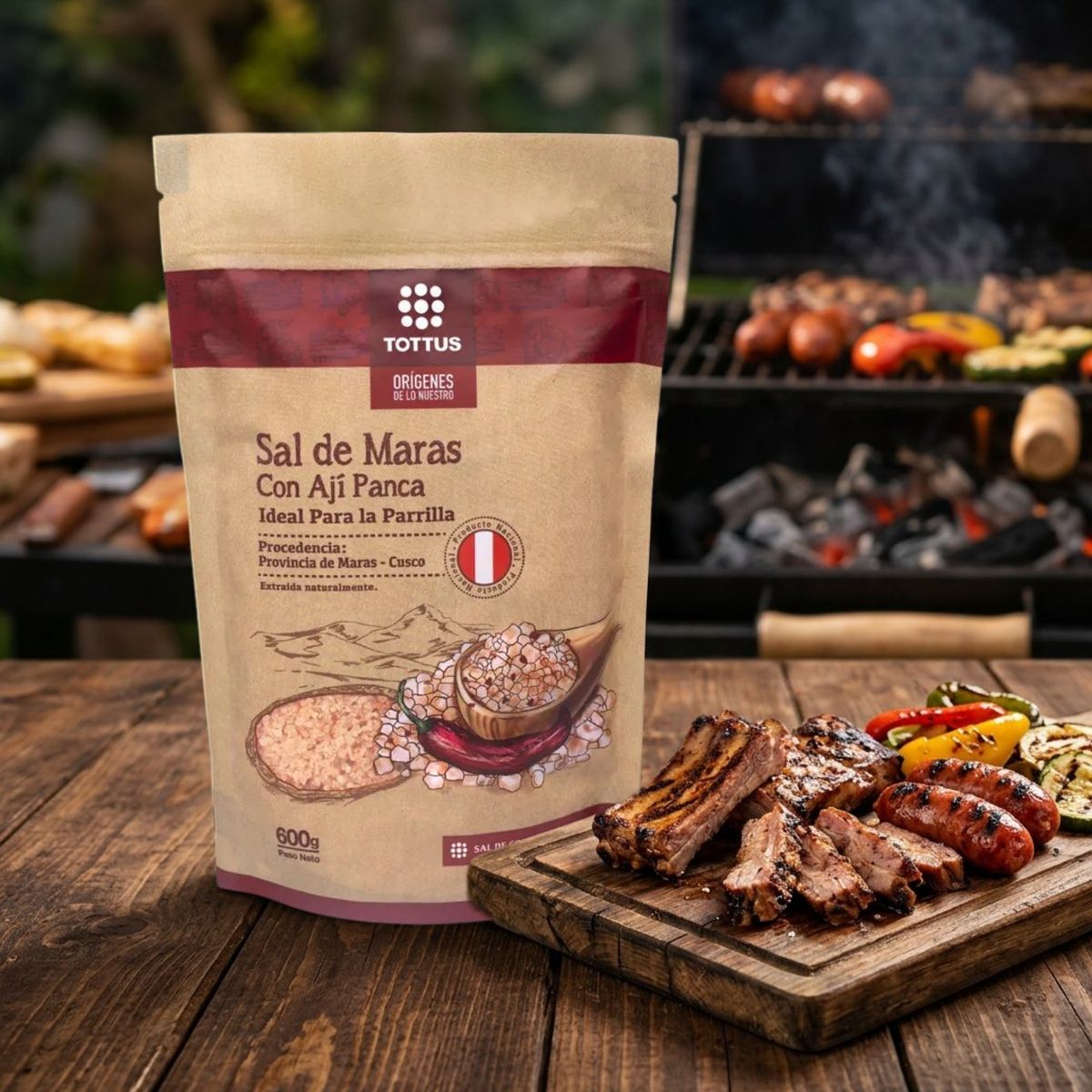 TOTTUS ORIGENES - Sal de Maras Gruesa Con Ají Panca Tottus 600g