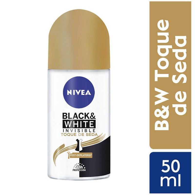 NIVEA - Desodorante Nivea Roll On Invisible B&W Seda Envase 50 mL